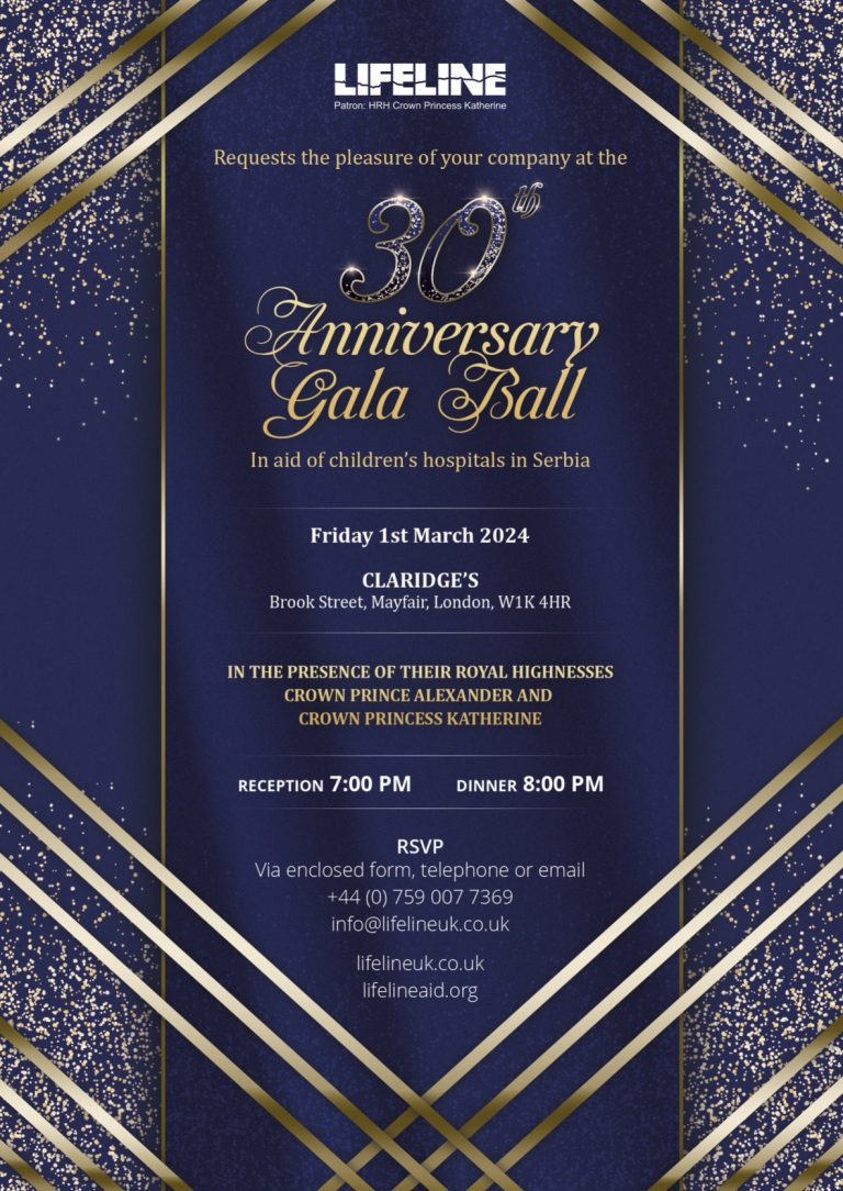 THE LIFELINE 30TH ANNIVERSARY GALA BALL, organised by Lifeline UK and their patron: HRH Princess Katherine, 1 March 2024 London