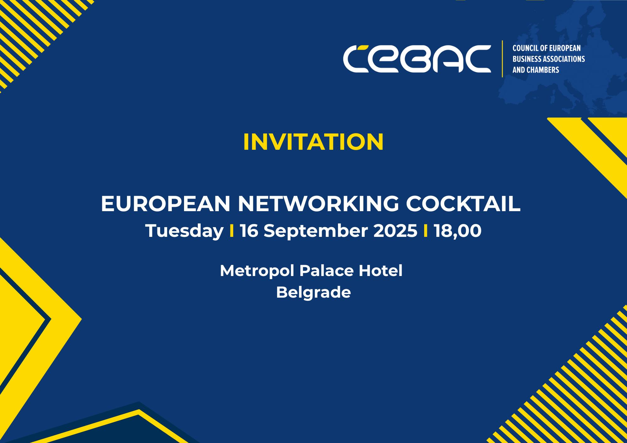 CEBAC European Networking Cocktail Reception - 16 September, Metropol Palace